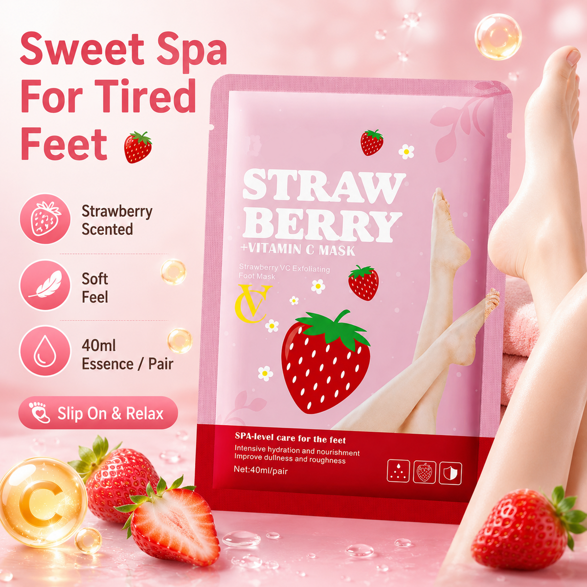 Strawberry + Vitamin C Foot Mask